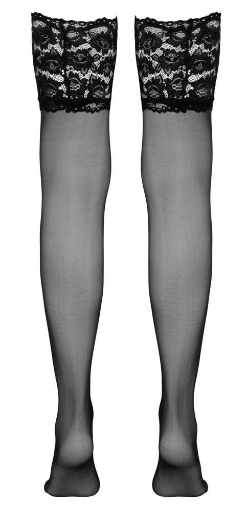 Cottelli LEGWEAR - Verführerische halterlose Strümpfe mit breiter Spitze 2 Cottelli LEGWEAR - Verführerische halterlose Strümpfe mit breiter Spitze 1 – Hollow Rueckseite