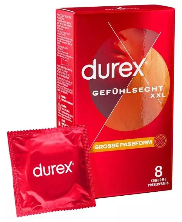 Durex Extra Groß - Dünne, transparente Kondome (8 Stück) (8 Stück) – A