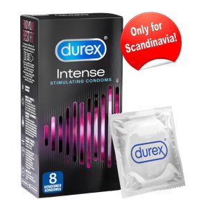 Durex Intense 8 - Gerippt-genoppte Kondome für Skandinavien ohne, Eigengeruch (8 Stück) – B