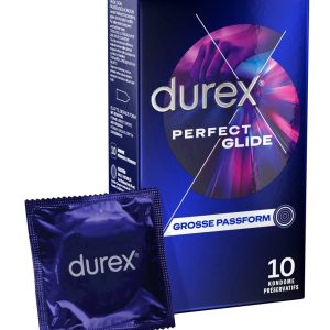 Durex Perfect Glide - Extra sichere, dickere Kondome mit viel Gleitgel (10 Stück) – A