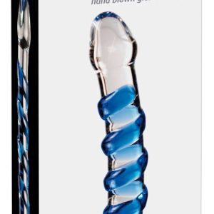 Icicles Glasdildo mit Reizspirale Transparent/Blau – Verpackung
