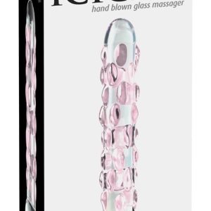 Icicles Reiznoppen Glasdildo Transparent/Rosa – Verpackung