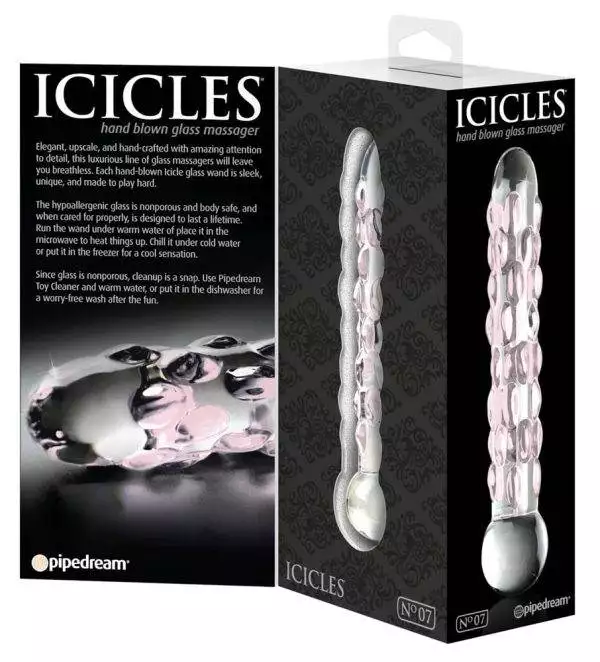 Icicles Reiznoppen Glasdildo Transparent/Rosa Icicles Reiznoppen Glasdildo Transparent/Rosa – Verpackung B