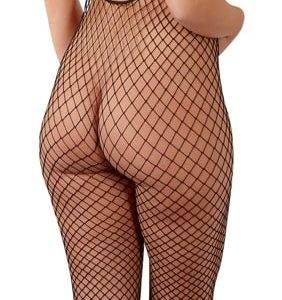 NO:XQSE Netzcatsuit Schwarz - Stretch-Netz mit Spitzenkragen S/M NO:XQSE Netzcatsuit Schwarz - Stretch-Netz mit Spitzenkragen S/M – Rueckseite