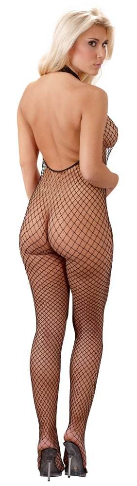 NO:XQSE Netzcatsuit Schwarz - Stretch-Netz mit Spitzenkragen S/M NO:XQSE Netzcatsuit Schwarz - Stretch-Netz mit Spitzenkragen S/M – Rueckseite