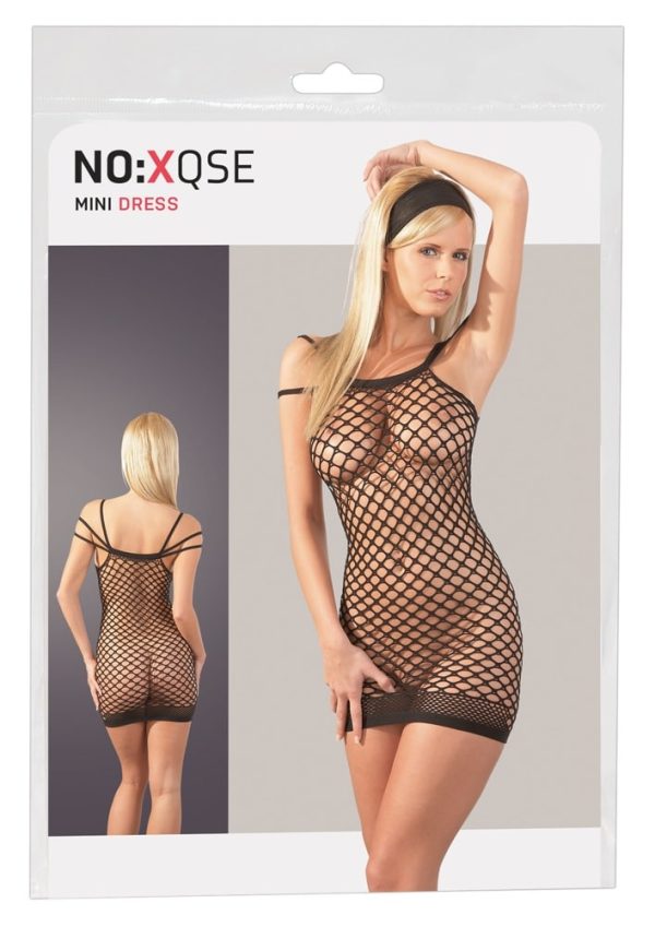 NO:XQSE Netzkleid mit 3er Träger - Verführerisches Dessouskleid aus hochelastischem Netzmaterial S-L – Verpackung