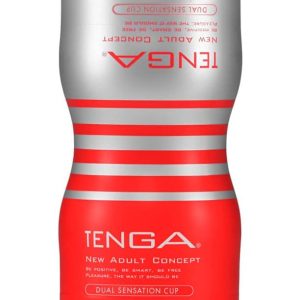 TENGA Dual Sensation Cup - Einweg-Masturbator mit 2 Öffnungen Rot/Silber – A