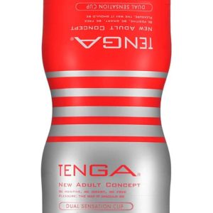 TENGA Dual Sensation Cup - Einweg-Masturbator mit 2 Öffnungen Rot/Silber – B