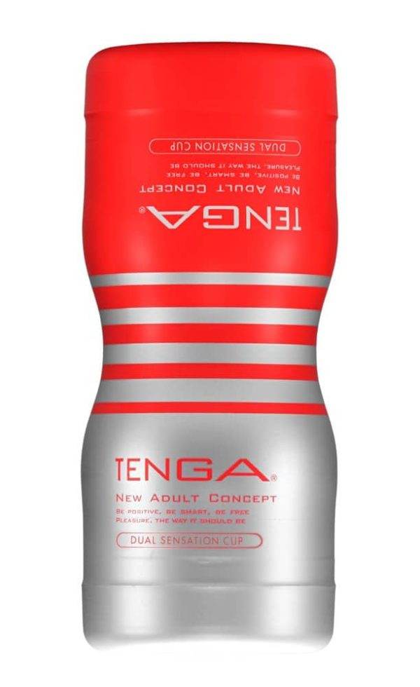TENGA Dual Sensation Cup - Einweg-Masturbator mit 2 Öffnungen Rot/Silber TENGA Dual Sensation Cup - Einweg-Masturbator mit 2 Öffnungen Rot/Silber – B