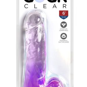 King Cock Clear - Transparenter Naturdildo mit starkem Saugfuß Transparent/Lila