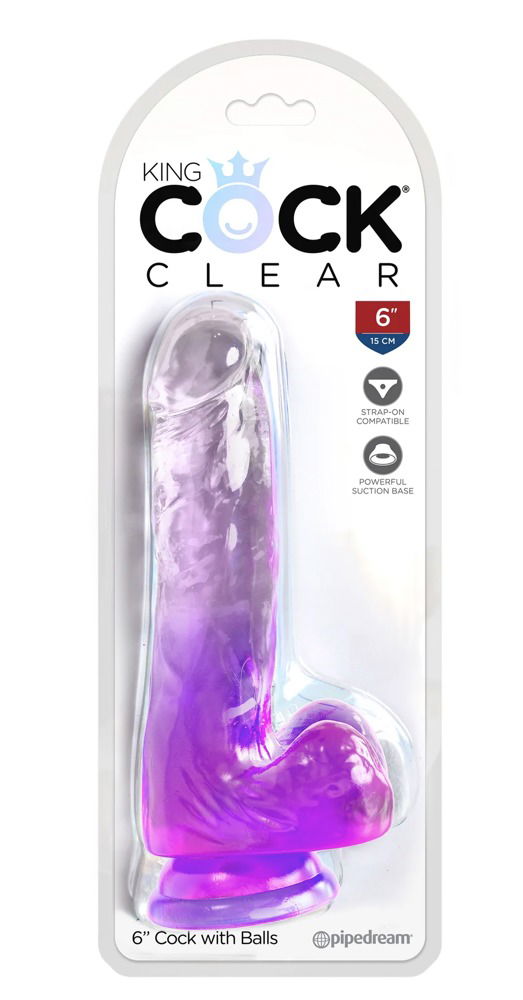 King Cock Clear - Transparenter Naturdildo mit starkem Saugfuß Transparent/Lila