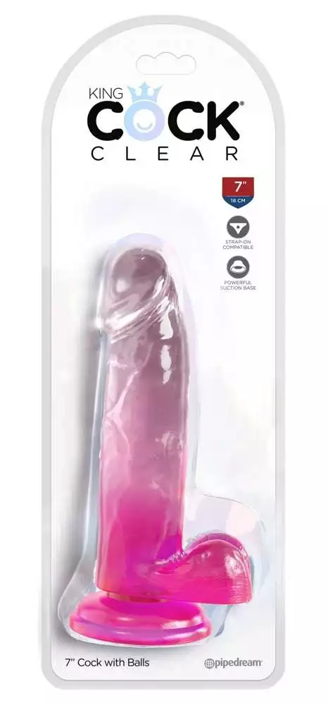 05470930000_verp King Cock Clear - Transparenter Naturdildo mit Saugfuß - 20,3 cm - Real-Feelings transparent/pink