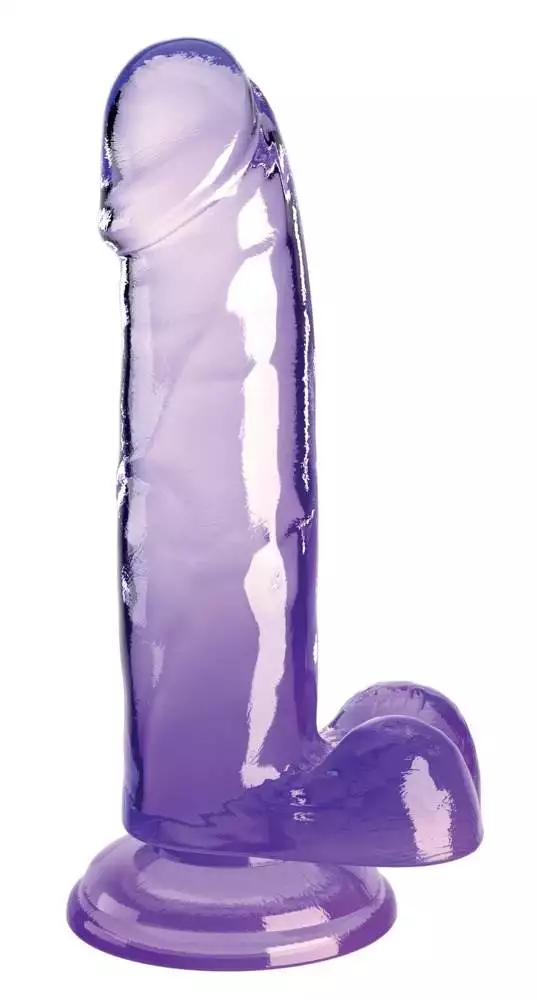 King Cock Clear - Transparenter Naturdildo mit Saugfuß - 20,3 cm - Real-Feelings Transparent/Lila