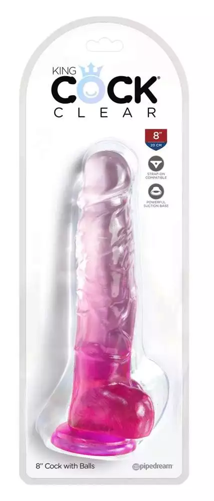 05471150000_verp King Cock Clear Naturdildo 8" mit Saugfuß - Transparent und biegsam transparent/pink