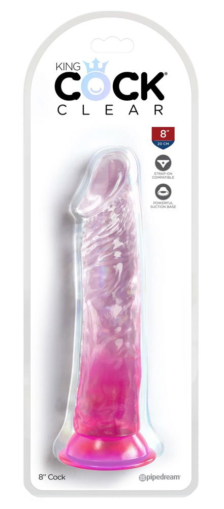 King Cock Clear 8 Transparenter Naturdildo mit Saugfuß transparent/pink