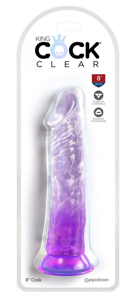 King Cock Clear 8 Transparenter Naturdildo mit Saugfuß Transparent/Lila