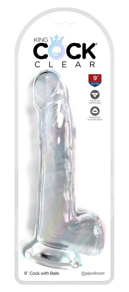 King Cock Clear Transparenter Naturdildo mit Saugfuß, 9 Zoll Transparent