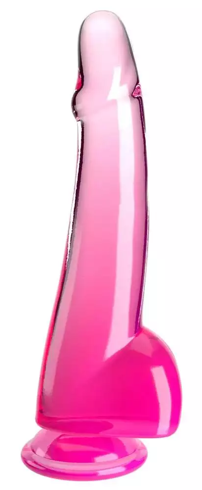 King Cock Clear Transparent-Dildo 10" mit Saugfuß, pralle Eichel & Äderung transparent/pink