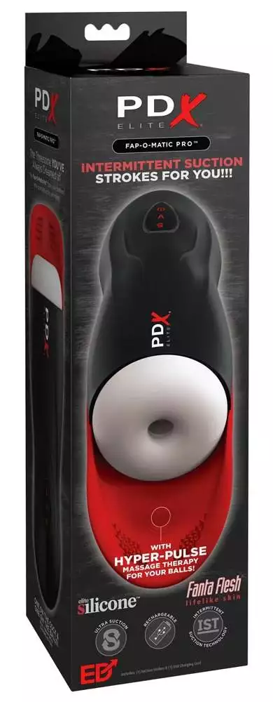PDX Elite Masturbator Fap-O-Matic Pro - Intensive Stimulation, 10 Vibrationsmodi, 5 Saugmodi schwarz