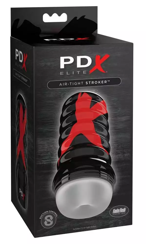 05472710000_verp PDX Elite Air Tight Stroker - Diskreter Masturbator mit individuell steuerbarem Saugeffekt Transparent/Schwarz