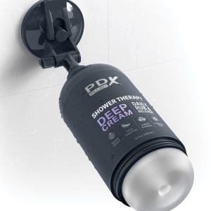 PDX Plus Shower Therapy Deep Cream - Masturbator in Shampooflasche, inkl. Saugfuß Transparent/Grau