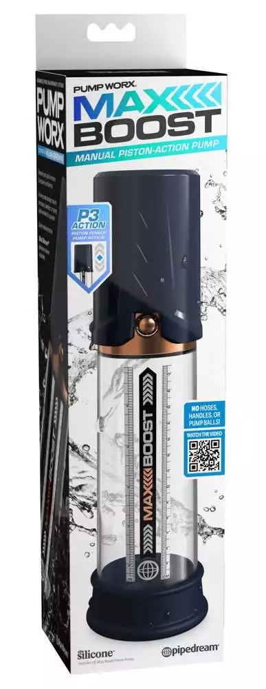 Pump Worx Max Boost - Transparente Penis-/Potenzpumpe Transparent/Blau