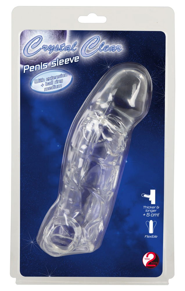 Crystal Clear Penis Sleeve mit Hodenring - Verlängert & verdickt den Penis um 5 cm transparent