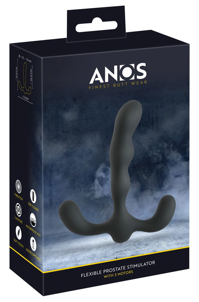 ANOS Flexibler Prostatastimulator, 3 Motoren, 7 Vibrationsmodi schwarz