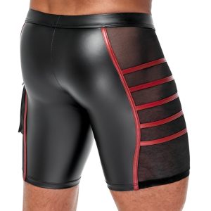 NEK Eng geschnittene Shorts Schwarz/Rot , Mattlook, Reißverschluss, Klappentasche Schwarz/Rot Größe L