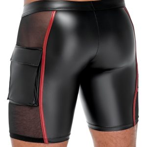 NEK Eng geschnittene Shorts Schwarz/Rot , Mattlook, Reißverschluss, Klappentasche Schwarz/Rot Größe L