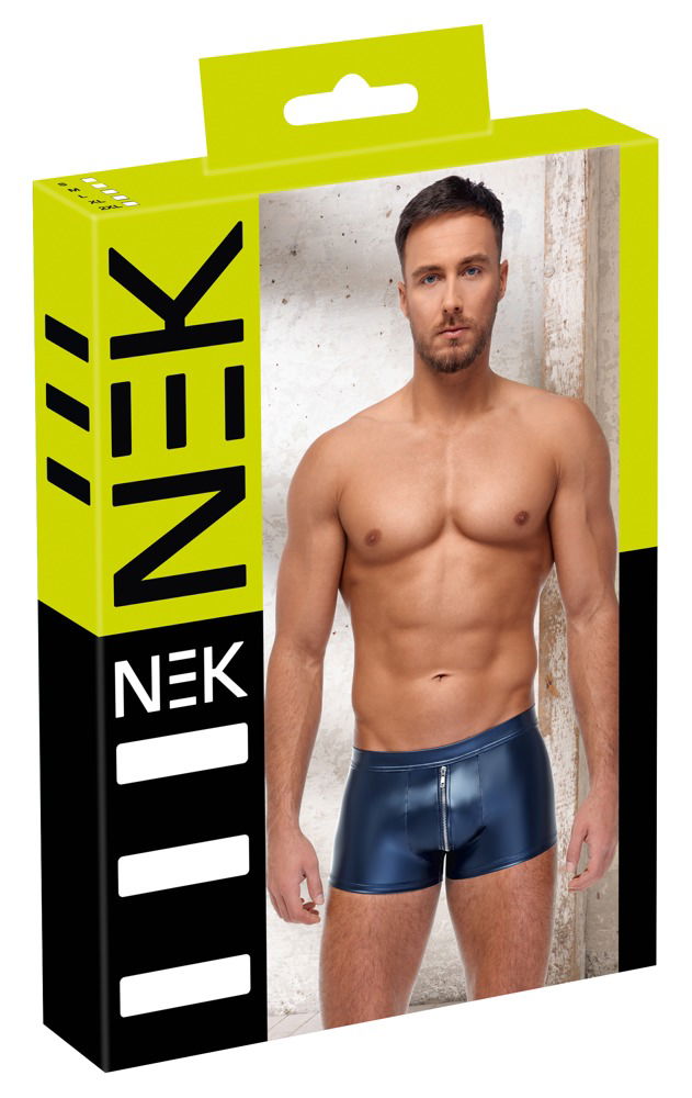 NEK Herren Pants Blue - Metallic-Mattlook, Reißverschluss, eng & körperbetont blau Größe M