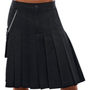 Svenjoyment Herren Kilt-Rock, inkl. Tasche | Schwarz, knielang | Bewegungsfreiheit schwarz Größe XL