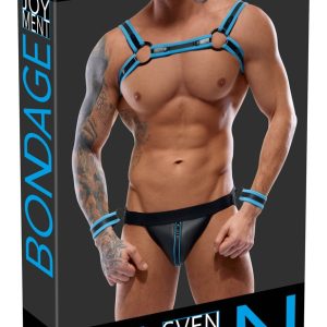 Svenjoyment Bondage Jockset Schwarz/Blau, Neopren-Optik, inkl. Handfesseln Schwarz/Blau Größe 2XL