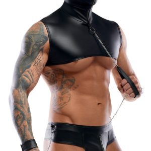 Svenjoyment Bondage Kurzes Kapuzen-Top und Riostring schwarz Größe 2XL