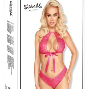 Kissable BH-Set, pink, Spitze, Satin-Bindeschleifen pink Größe S/M