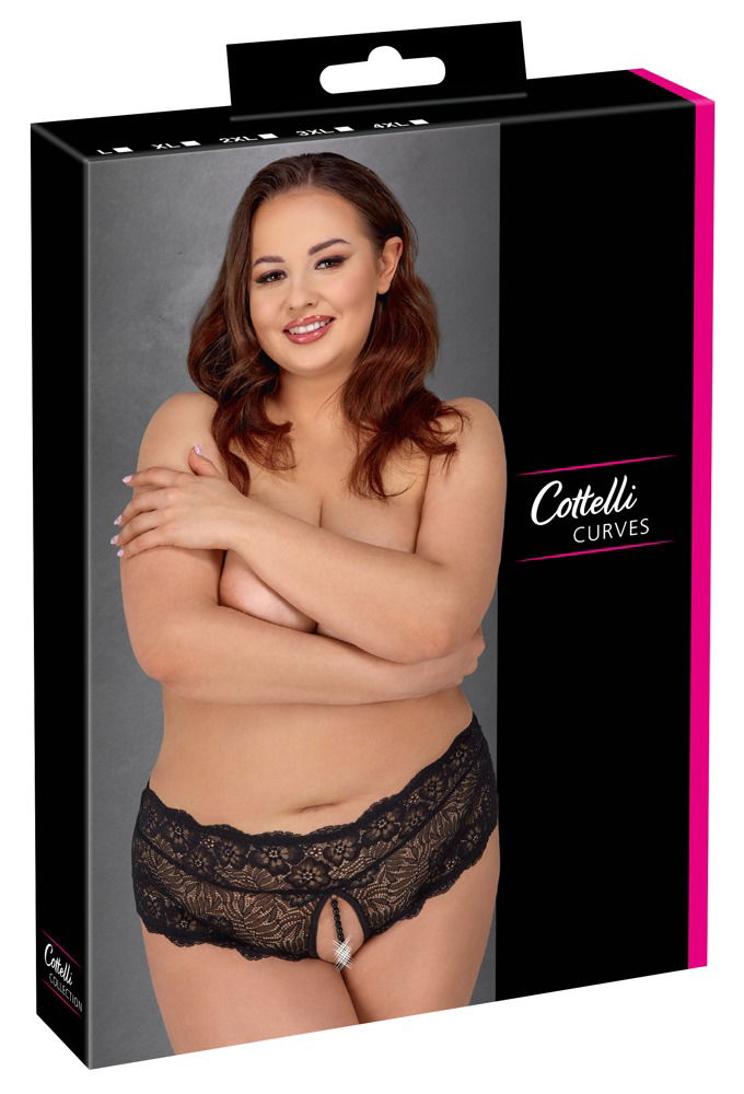 Cottelli CURVES - Verführerischer Spitzen-Slip schwarz Größe 4XL