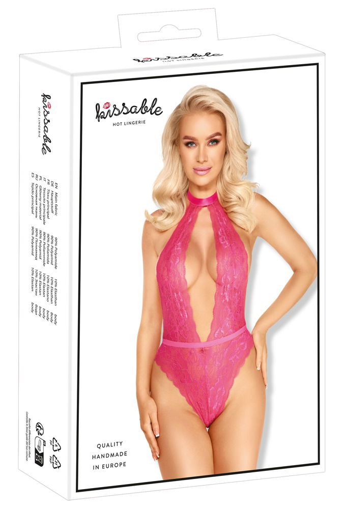 Kissable Spitzen-Body pink, exklusiver Style pink Größe L/XL