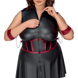 Cottelli BONDAGE Minikleid mit Armfesseln & Augenmaske Schwarz/Rot Größe 3XL