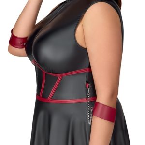 Cottelli BONDAGE Minikleid mit Armfesseln & Augenmaske Schwarz/Rot Größe 3XL