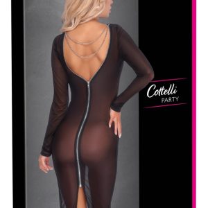 Cottelli PARTY Powernet-Kleid mit Ketten, knielang schwarz Größe M