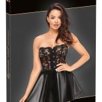 Noir Kurzes Corsagenkleid - Exklusiver Style, zarte Spitze, Powerwetlook schwarz Größe S