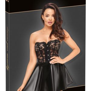 Noir Kurzes Corsagenkleid - Exklusiver Style, zarte Spitze, Powerwetlook schwarz Größe L