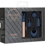 PILLOW TALK Desires - Minivibrator mit 5 Aufsätzen Gold/Dunkelblau