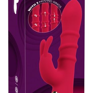 You2Toys Rabbit Vibrator mit 3 beweglichen Ringen Rot/Rosegold