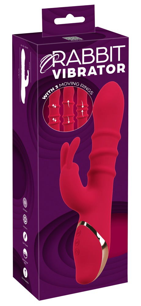 You2Toys Rabbit Vibrator mit 3 beweglichen Ringen Rot/Rosegold