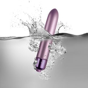 Rocks Off Touch of Velvet Aqua Lily - Metallic-Minivibrator mit 10 Vibrationsmodi lila