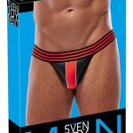 Svenjoyment Jockstrap in Neopren-Optik, Schwarz/Rot, Größe L