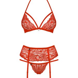 Obsessive Spitzen-Trio, verstellbar, 838-SEG-1 rot S/M