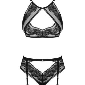 Obsessive Allastia Set - Stylischer BH & Straps-Slip schwarz L/XL