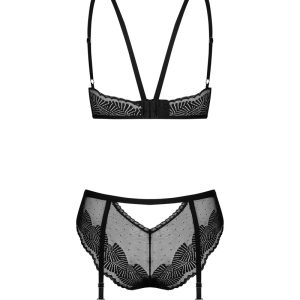 Obsessive Allastia Set - Stylischer BH & Straps-Slip schwarz L/XL